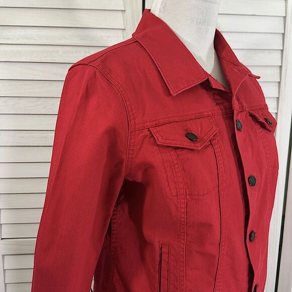 Talbots Classic Red Denim Jacket Size LP NWOT - Picture 5 of 14